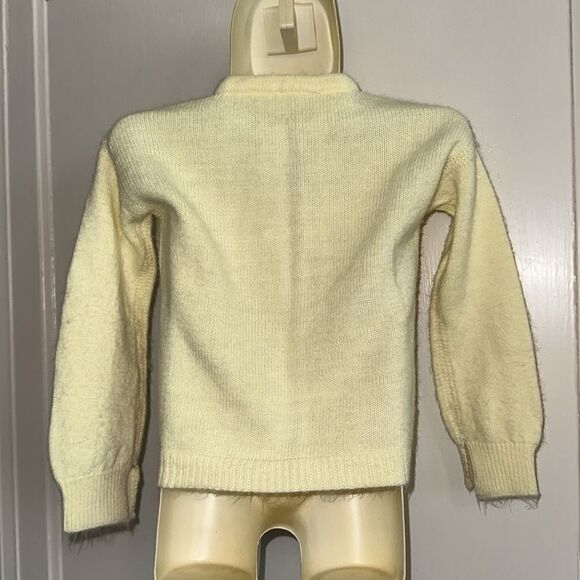 Vintage baby girl yellow cardigan sweater with matching knit booties - Picture 5 of 7